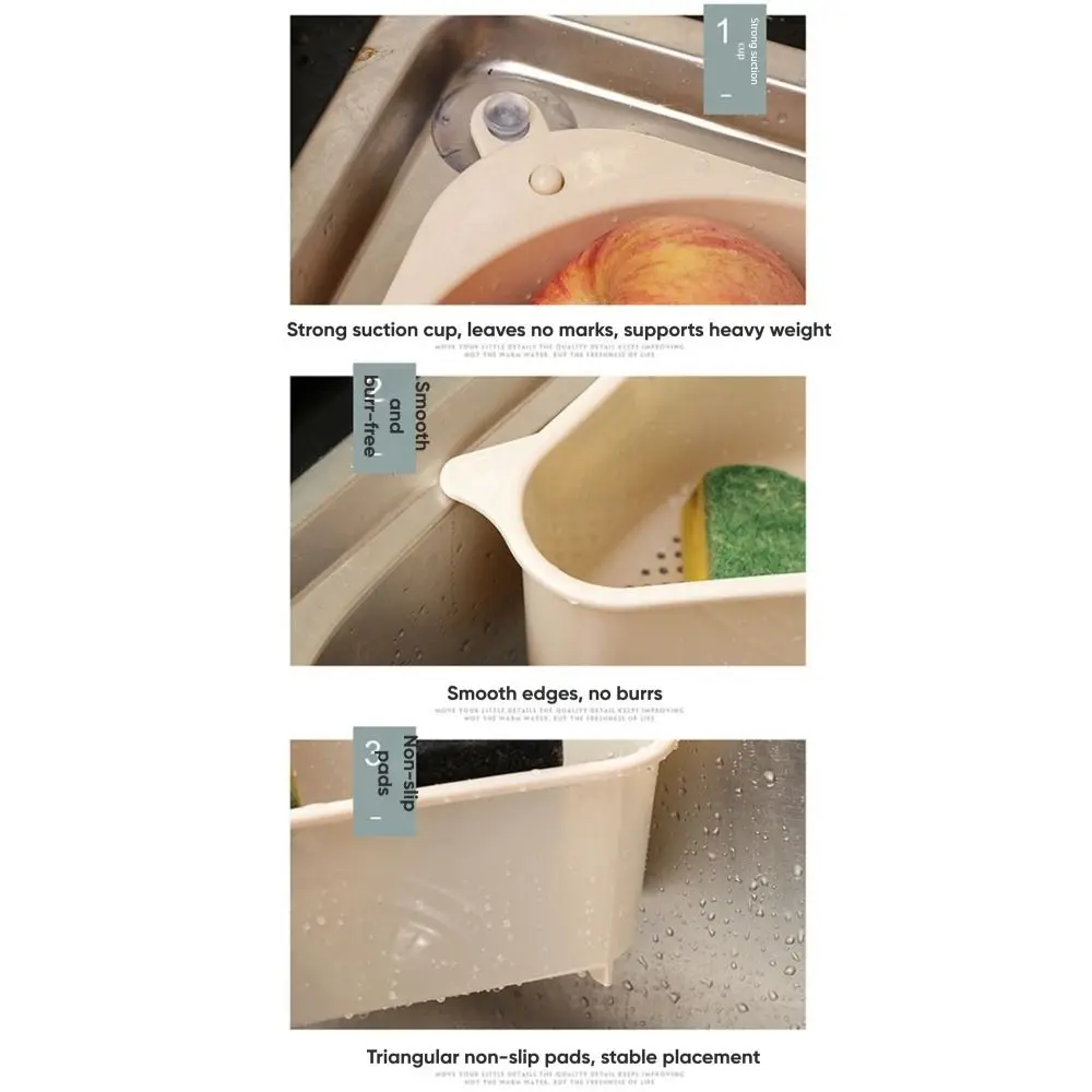 Gifts Portable Sink Drain Basket Triangular Suction Cup Kitchen Sink Trash Boxes Hanging Sponge Rag Storage Box