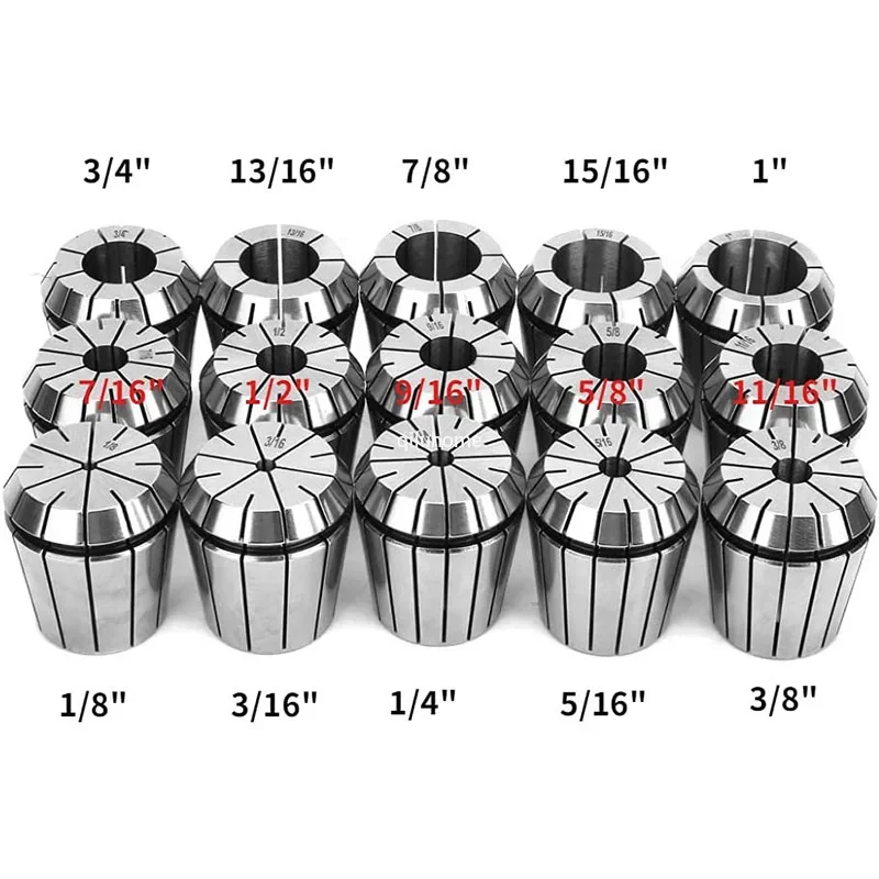 R8-ER40 Chuck Suit 15PCs British R8 Handle Collet Set Suit 15 Collet Wrench for Milling Machine