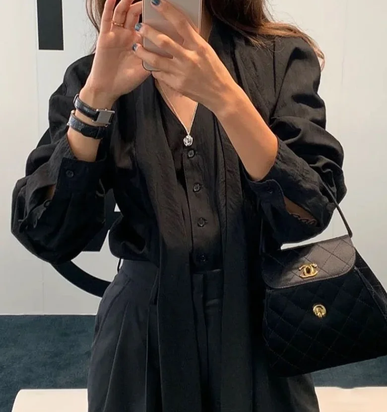 

Romantic Tie Waist Long Sve irt Women's Loose Fit Button up Casual Sle Commute Faion Pure Color Ele Top