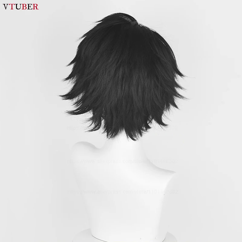 L.Lawliet Cosplay Wig High Quality Anime L Short Black Heat Resistant Synthetic Hair Halloween Party Wigs + Wig Cap