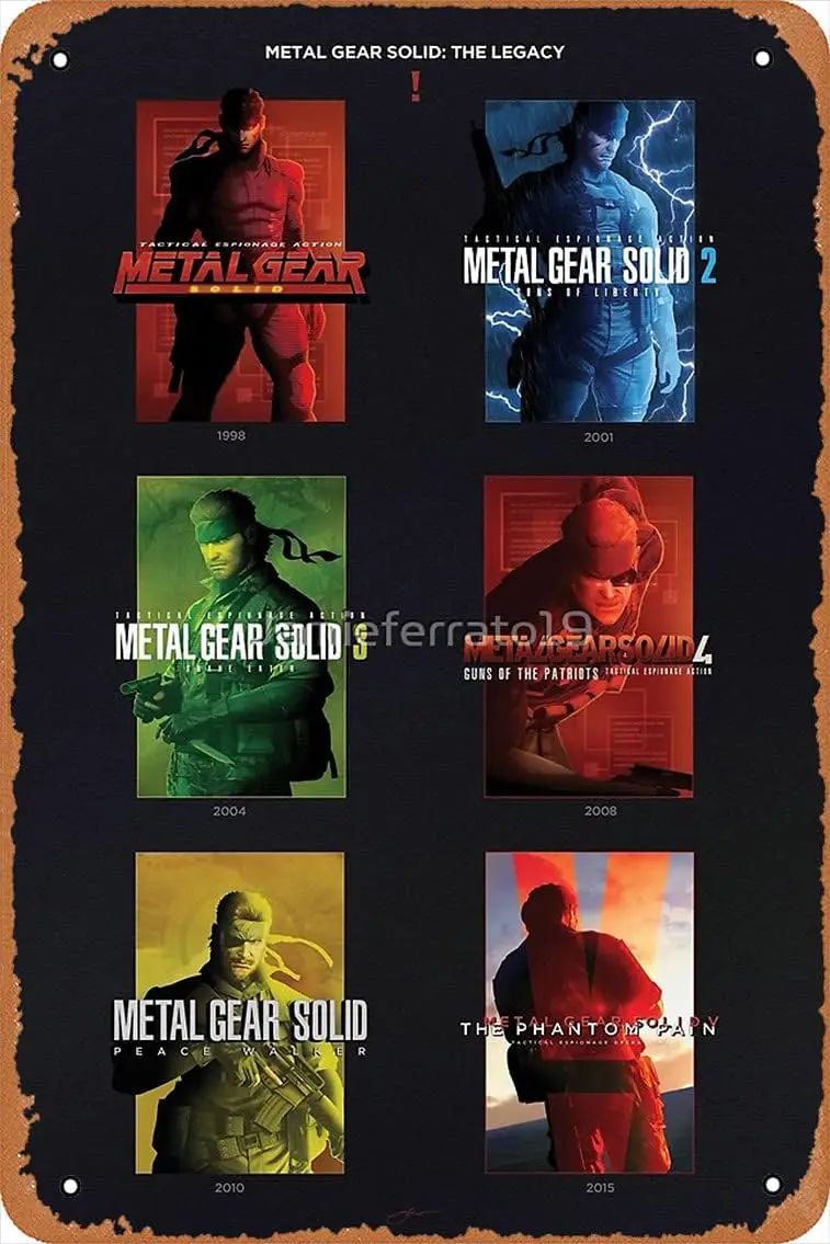 Wall Decor Sign - Metal Gear Solid Legacy Poster, Metal Gear Solid I-V Tribute Poster -   Vintage Look Metal Sign,Bar, Man CAVE