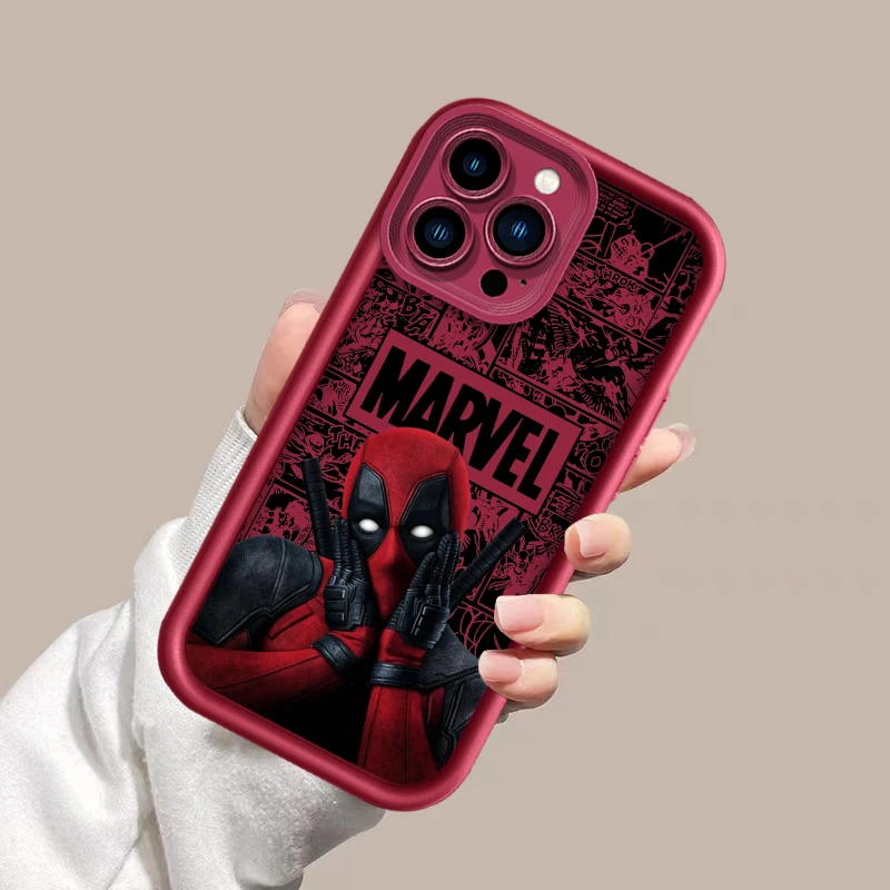 Marvel Funny Comic Deadpool For Apple iPhone 15 14 13 12 11 XS XR X Pro Max Plus Pro Shockproof Soft Eye Ladder Phone Case