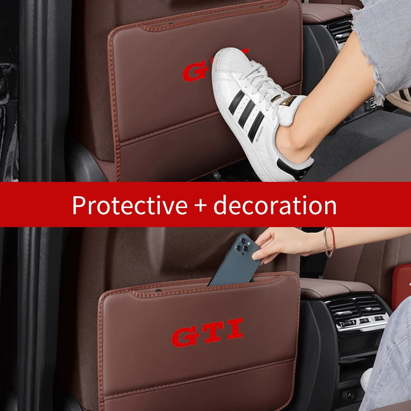 Car Seat Back Protection Anti-Kick Pad Rear Seat Back Storage Bag For Volkswagen GTI Golf Tiguan Passat Touareg Magotan Scirocco