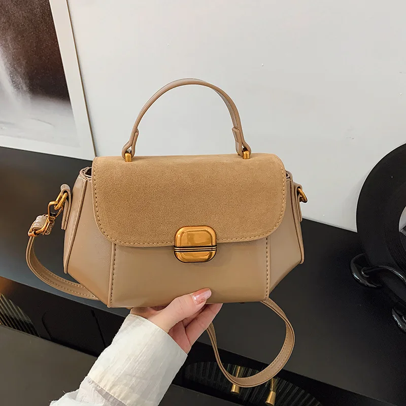 

​​2025 Lock-Accent Square Bag, Luxe Top Handle Purse for Women, Solid Color Chain Strap Shoulder Bag, Textured Crossbody Tote