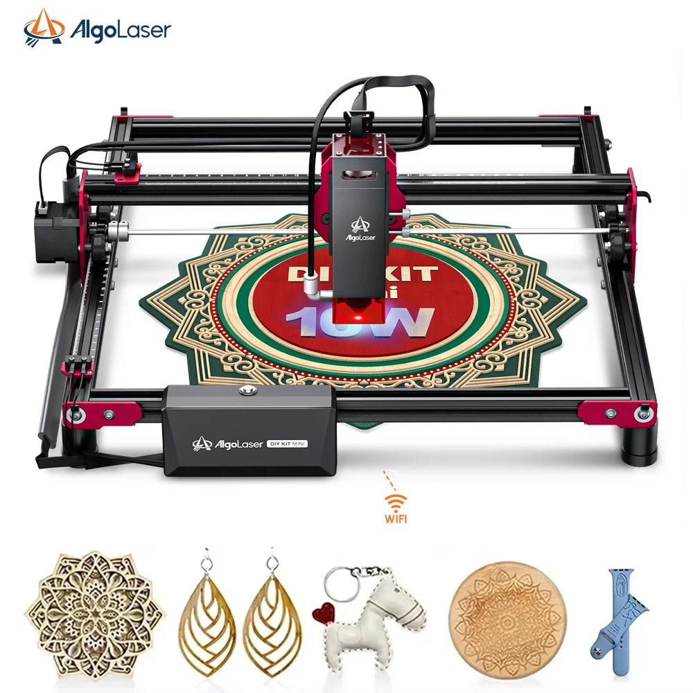 Algolaser Wifi Macchina per incisione laser offline KIT fai da te Mini 5W / 10W Incisore laser ad alta precisione per vetro Legno Pelle Metallo
