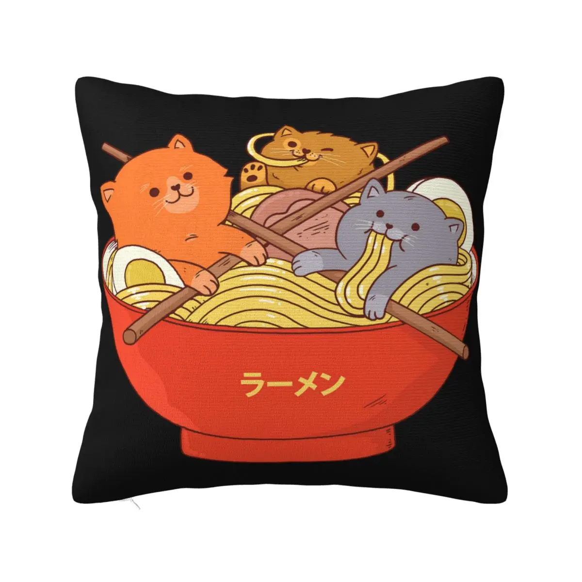 New Fashion Men's Men Kawaii Anime Cat Japanese Ramen Noodle Gift Popular Style Pillow Case