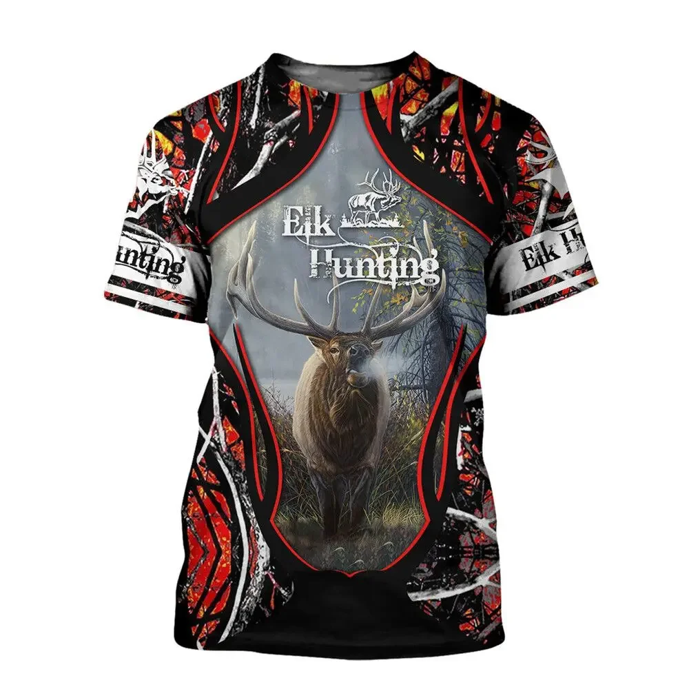 Deer Hunting Mens women t shirt hunter Summer 3d tees casual short sleeve tops outwear  fishing fish reaper print tshirts