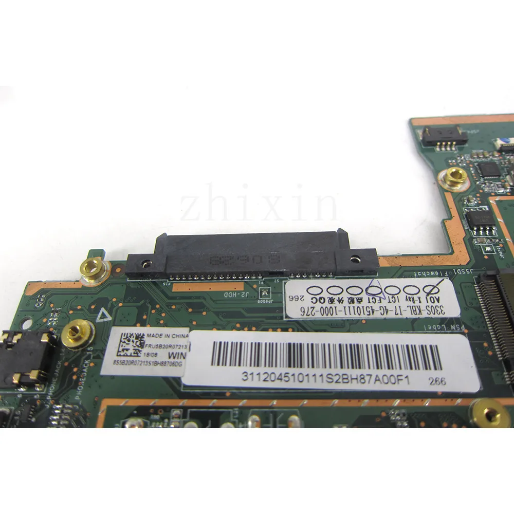 For Lenovo Ideapad 330S-15IKB Laptop Motherboard with SR3LC I7-8550U CPU 4GB RAM FRU: 5B20R07213 Mainboard 100% Work