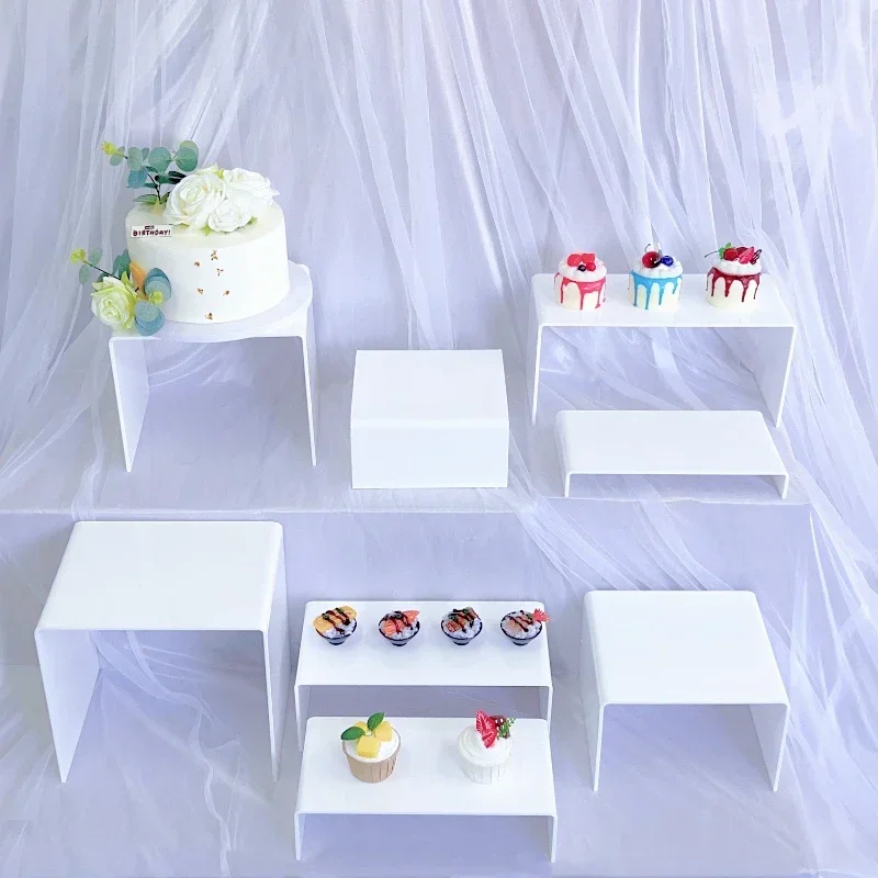 8PCS Acrylic U-shape Dessert Table Cookie Favors Cupcake Candy Display Rack Buffet Decoration Holder Tea Break Bread Fruit Shelf