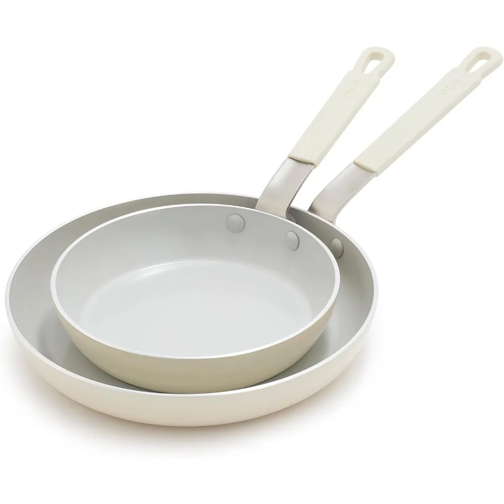 

Two-Piece Nonstick Frying Pan Set with 8 and 10 Diameters, Diamond Ceramic Coating, PFAS-Free, Suitable for Induction Cooking, a