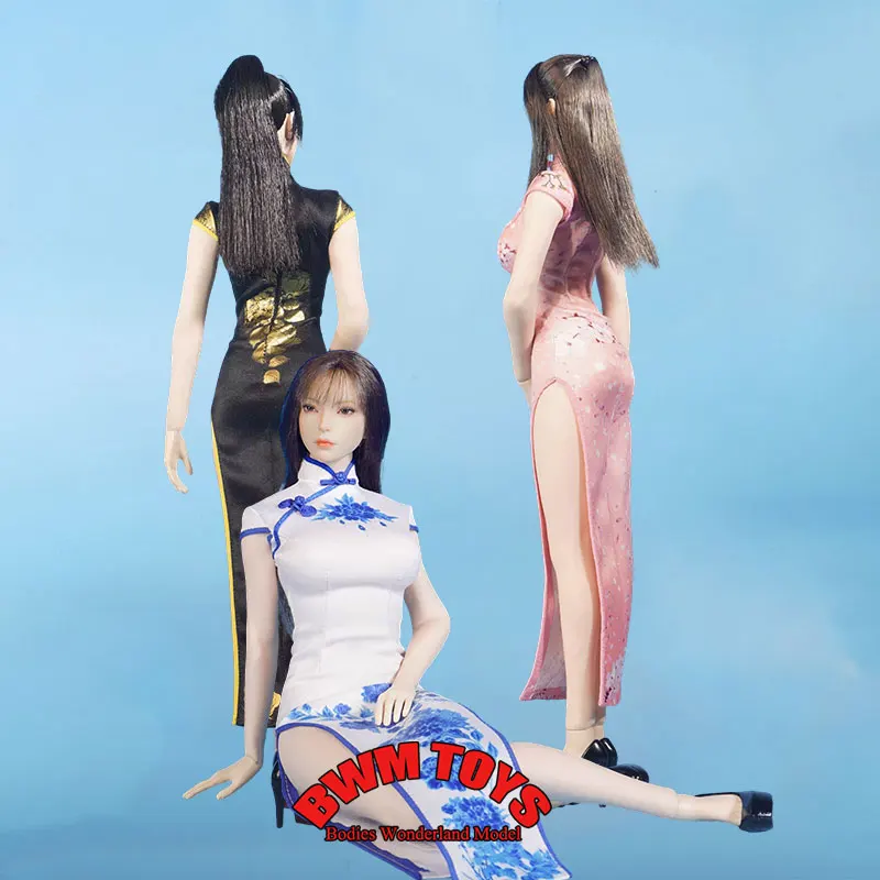 

3 Colors SA Toys SA051 1/6 Scale Women's Chinese-style Printed Cheongsam Clothes Model Fit 12'' TBL S10D S52A Action Figure Body