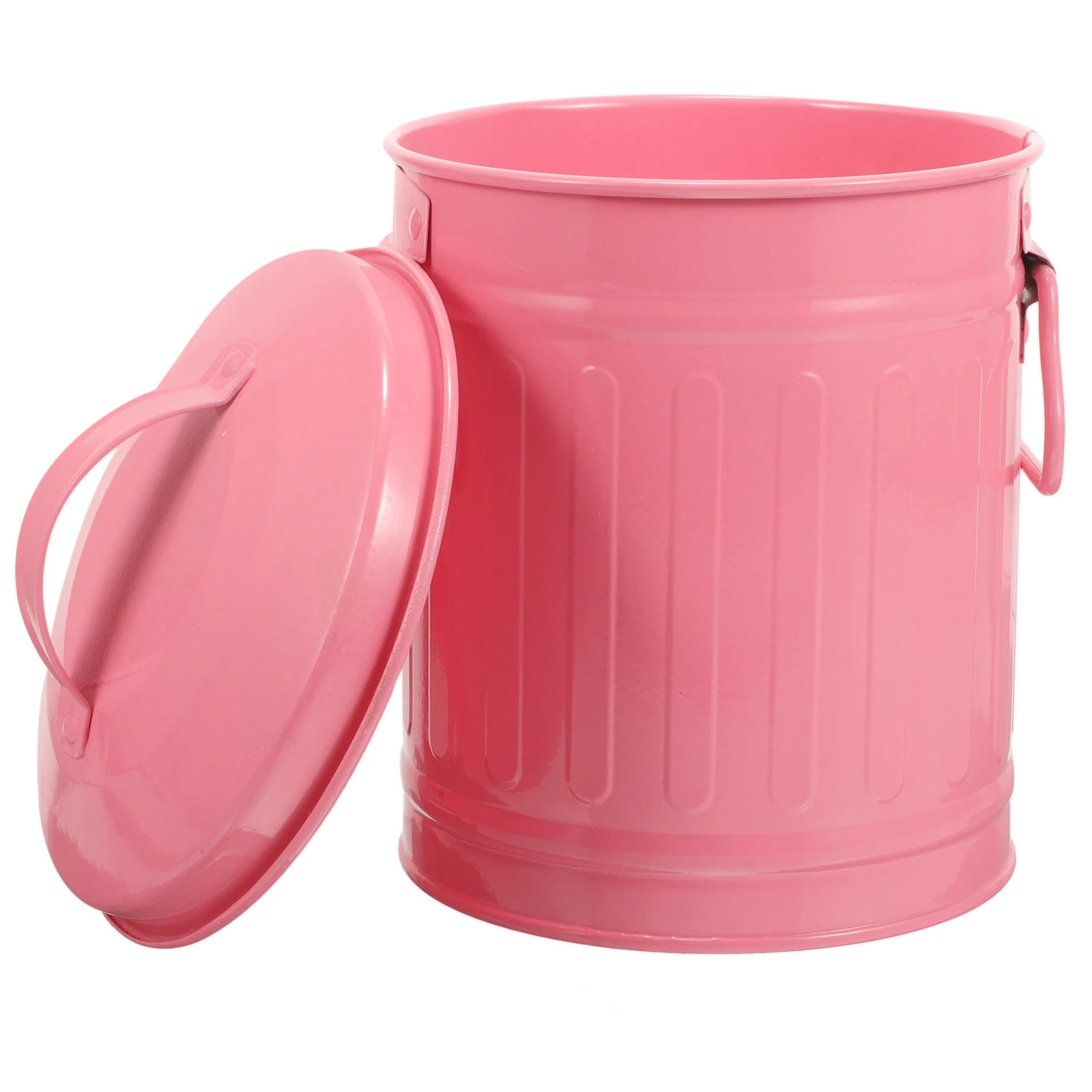 

Desktop Storage Bucket Trash Can s Iron Material Lid Garbage Bin Vintage Mini Kitchen Bedroom Office Use Flower Pot