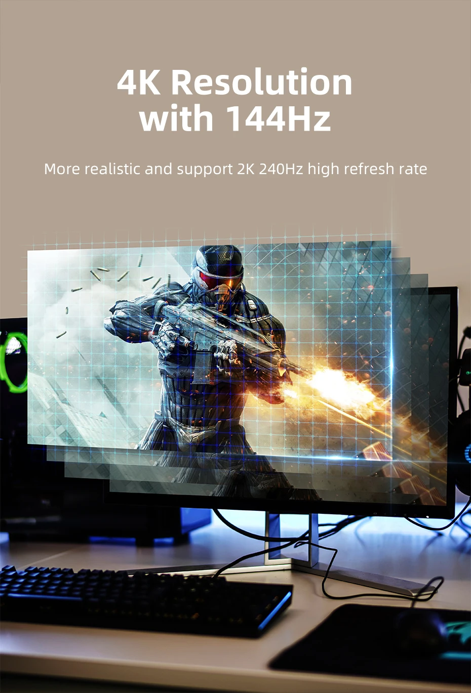 CABLETIME Displayport-zu-HDMI-Kabel 8K 60 Hz 4K Zinklegierung HDR 10 für Desktop-TV-Monitor LG Dell Snap DP1.4 HDMI 2.1-Kabel – Detail 5