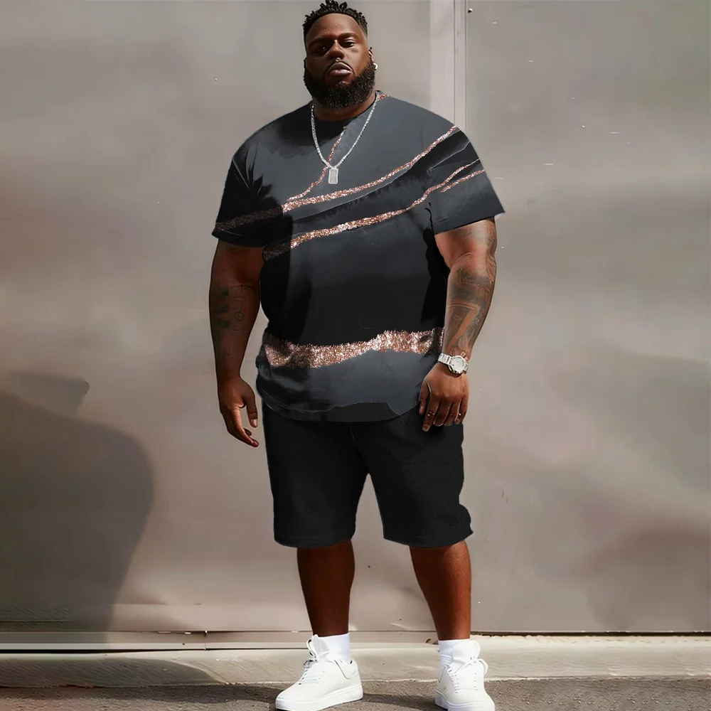 

Мужской комплект с короткими рукавами больших размеров S-9xl: Textured Edge Vibe — 2 предмета, большой и высокий крой, мягкая ткань, гладкая текстура в елочку