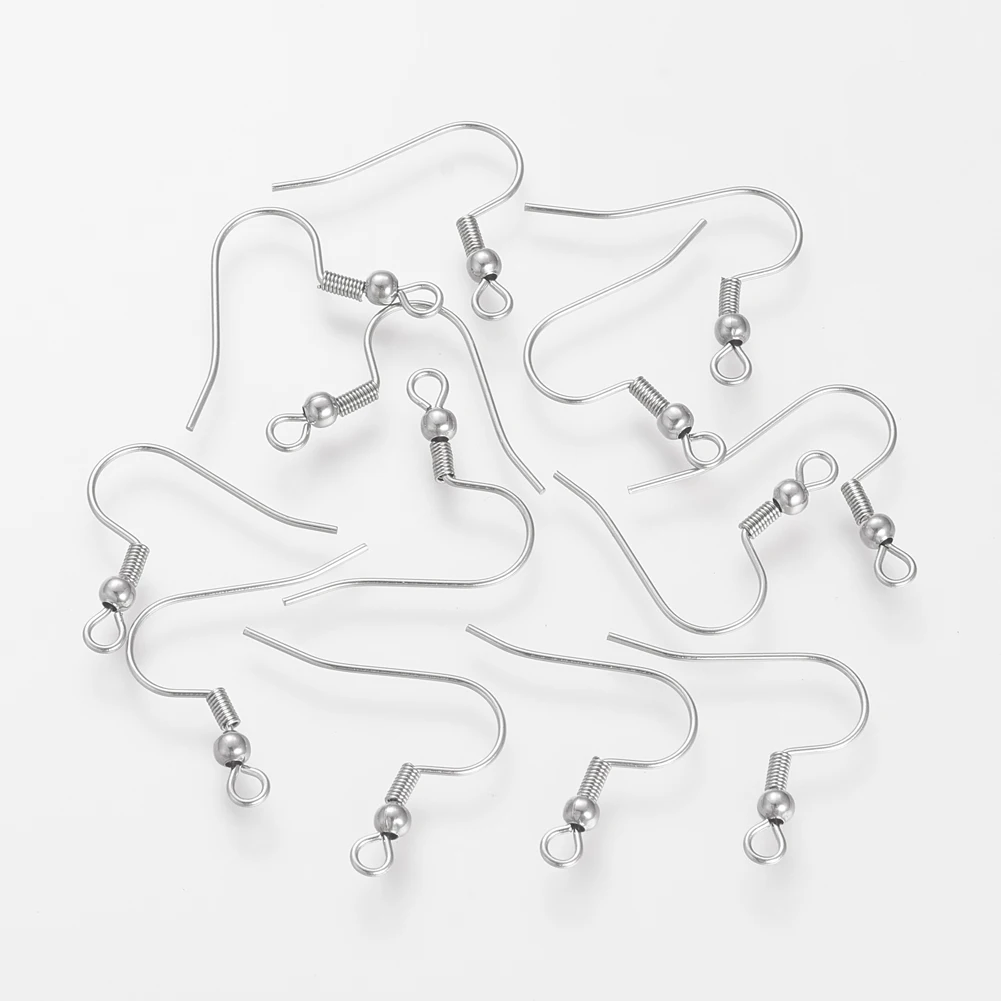 

304 Stainless Steel Earring Hooks, Stainless Steel Color, 21x21x3mm/18x21x1.7mm, Hole: 2mm; Pin: 0.6mm