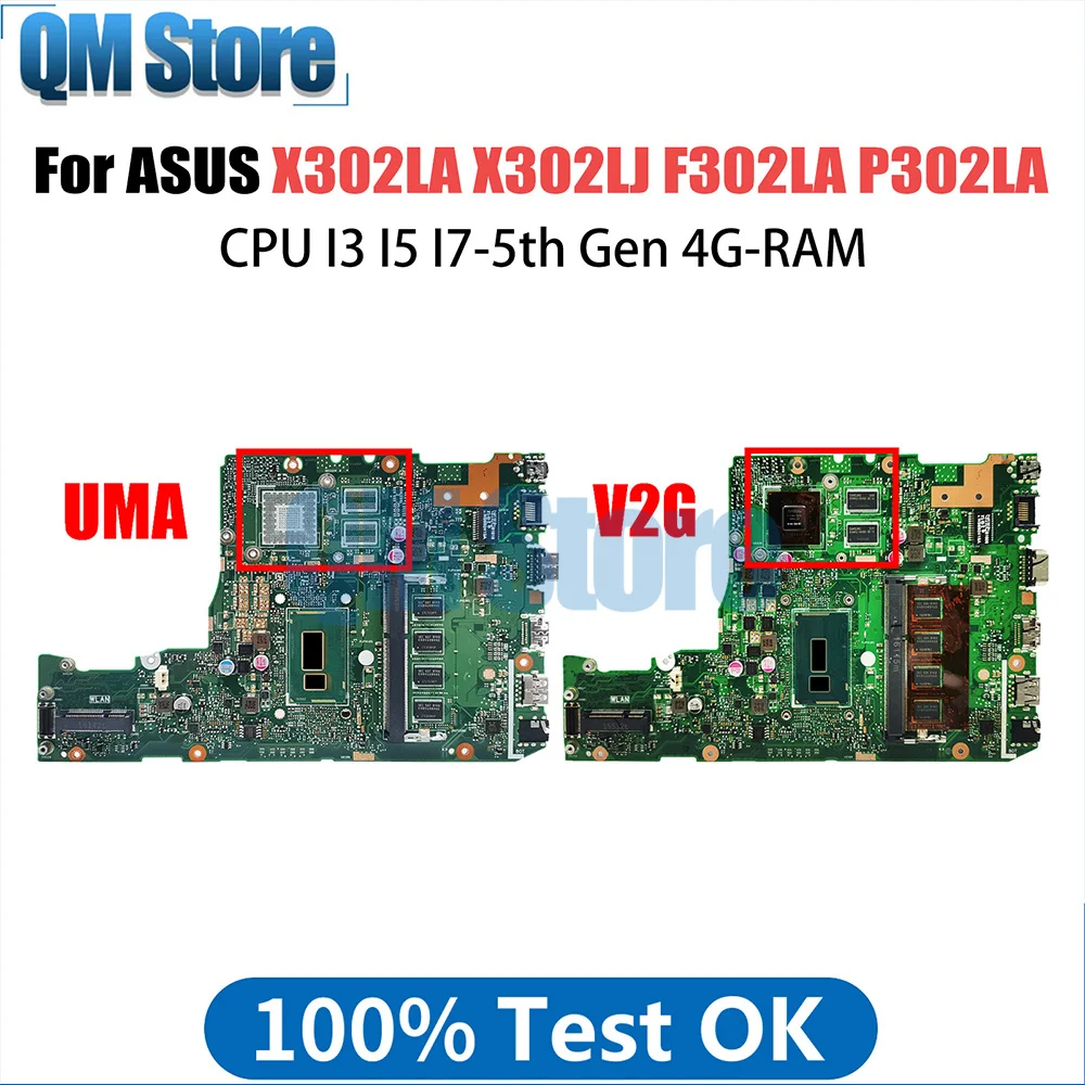 

X302LA Laptop Motherboard For ASUS X302LJ F302LA P302LA F302LJ P302LJ Notebook Mainboard CPU I3 I5 I7-5th Gen 4G-RAM