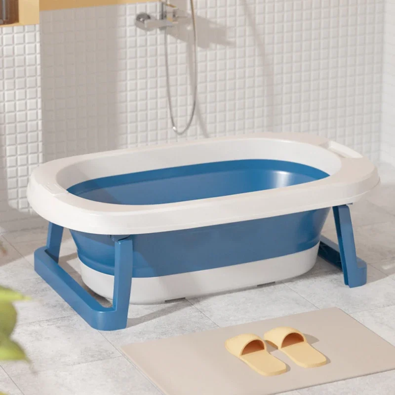 Baby Foldable Large Bathtub 0-6 Kids Can Sit and Lie Bath Tub Convenient Folding Bathroom Barrel Non-slip Cushion Bath Bucket