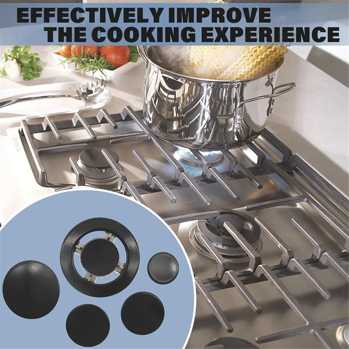 Gas Stove Burner Caps, Gas Stove Burner Caps Set 5 PS, Burner Caps Compatible for SABAF Stove Top Covers Replacement HOT