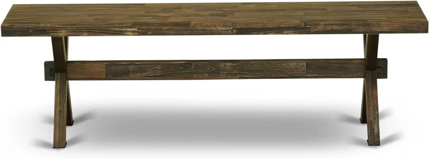 XB777 X-Style Modern Dining Room Bench with Wooden Seat, 72x15x18 Inch, Multi-Color