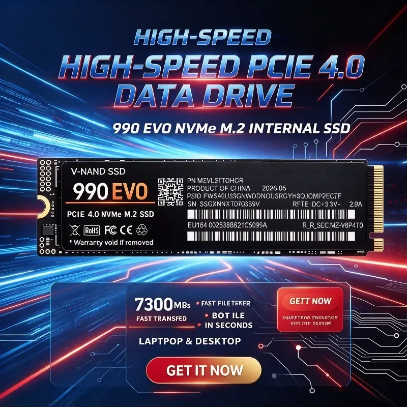 Genuine 990 EVO 500GB-4TB M.2 NVMe PCIe 4.0 x4 SSD, 7300MB/s Read, TLC 3D NAND Built-in Storage for PS5, Gaming Laptops Desktops
