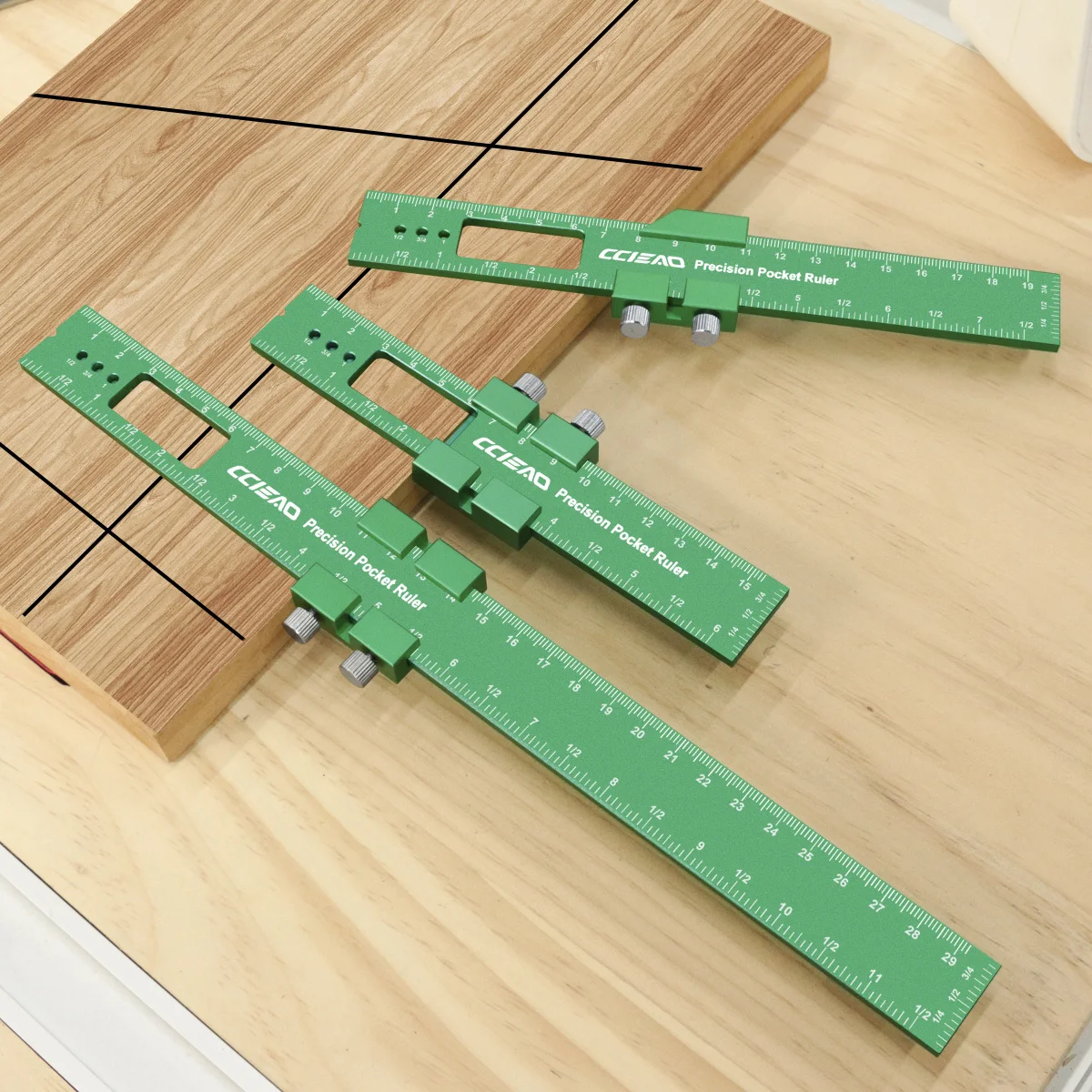 1/3Pcs Adjustable Pocket Scribing Layout Ruler,Woodworking Measuring Square with Lockable Metal Slide Stop for Precision Marking