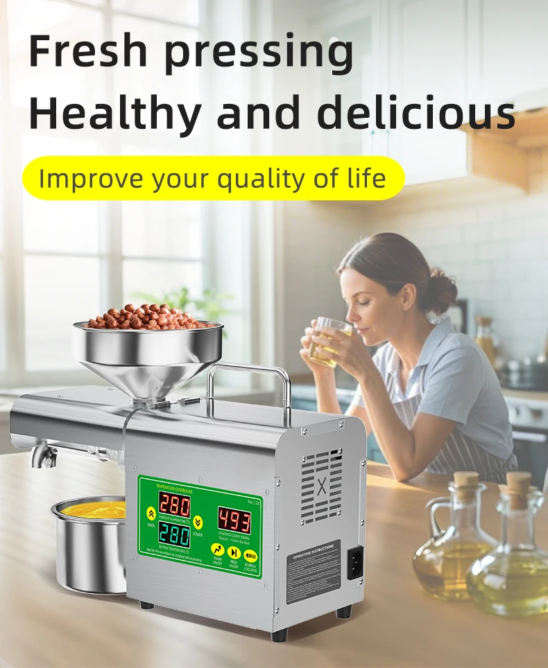 X3S 600 W Intelligente Ölpresse Maschine 220 V 110 V Edelstahl Kalt- und Heißpresse 20+ Ölsamen Echtzeit-Temperaturregelung – Detail 2