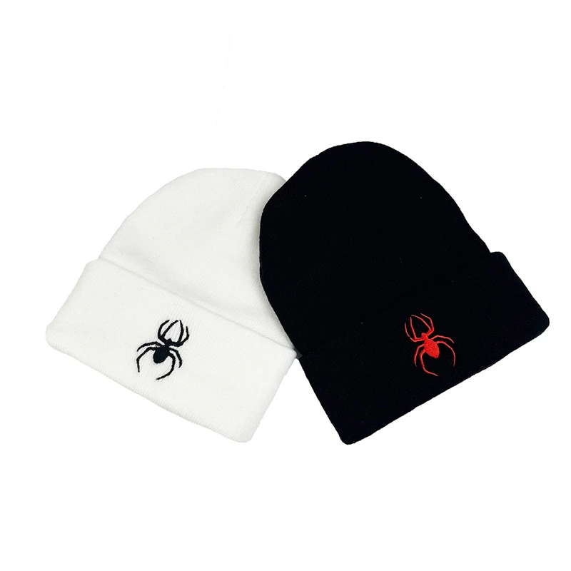 Fashion Spider Embroidery Beanies Knitted Hat Men Women Autumn Winter Wool Hat Cold Hat