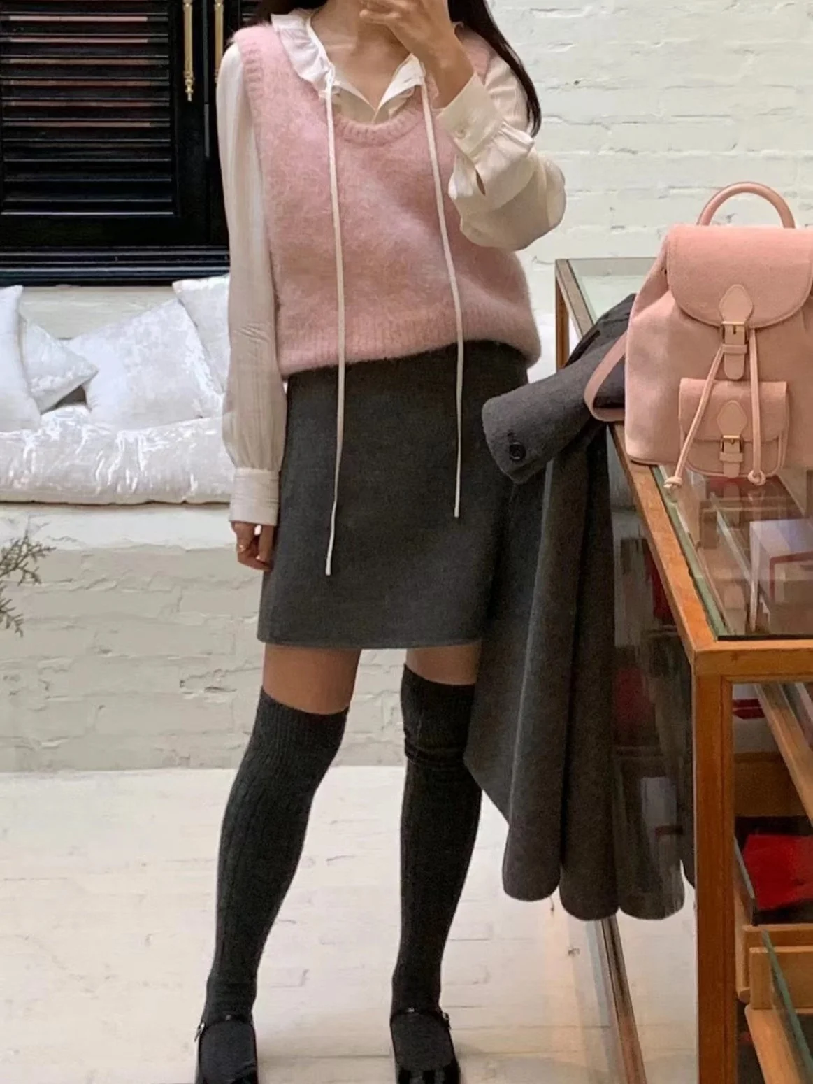 

High Waist A-Line Skirt Knitted Woolen Simple Sle Commute Autumn Collection Women's Faion ort Skirt Inner Wool
