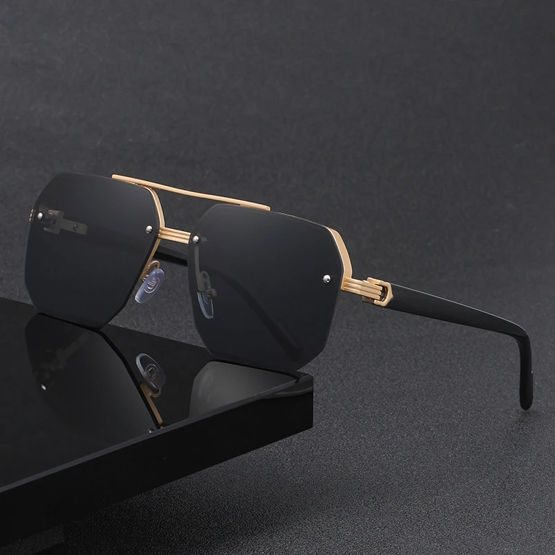 Rimless Sunglasses Rectangle Fashion Popular Women Men Shades Small Square Sun Glasses for Female Male Summer Traveling Oculos