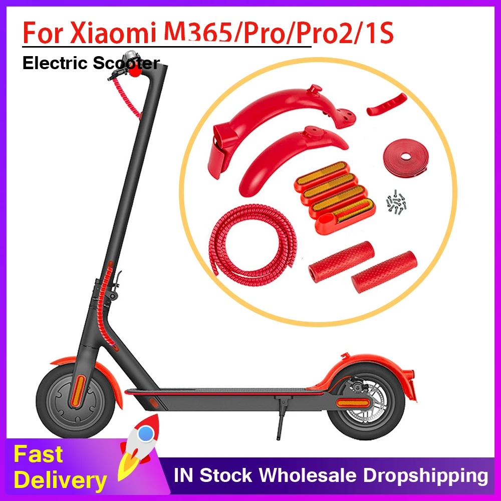 Upgrade Front Rear Mudguard Set for Xiaomi M365 1S Pro Pro2 E-Scooter Fender Guard Non-slip Silicone Handle Protective Case