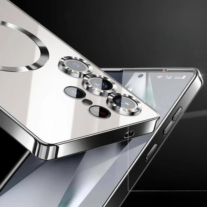 

New transparent and simple electroplated solid color For Magsafe magnetic phone case For SamsungA57 56 55 54 37 36TPU back cover