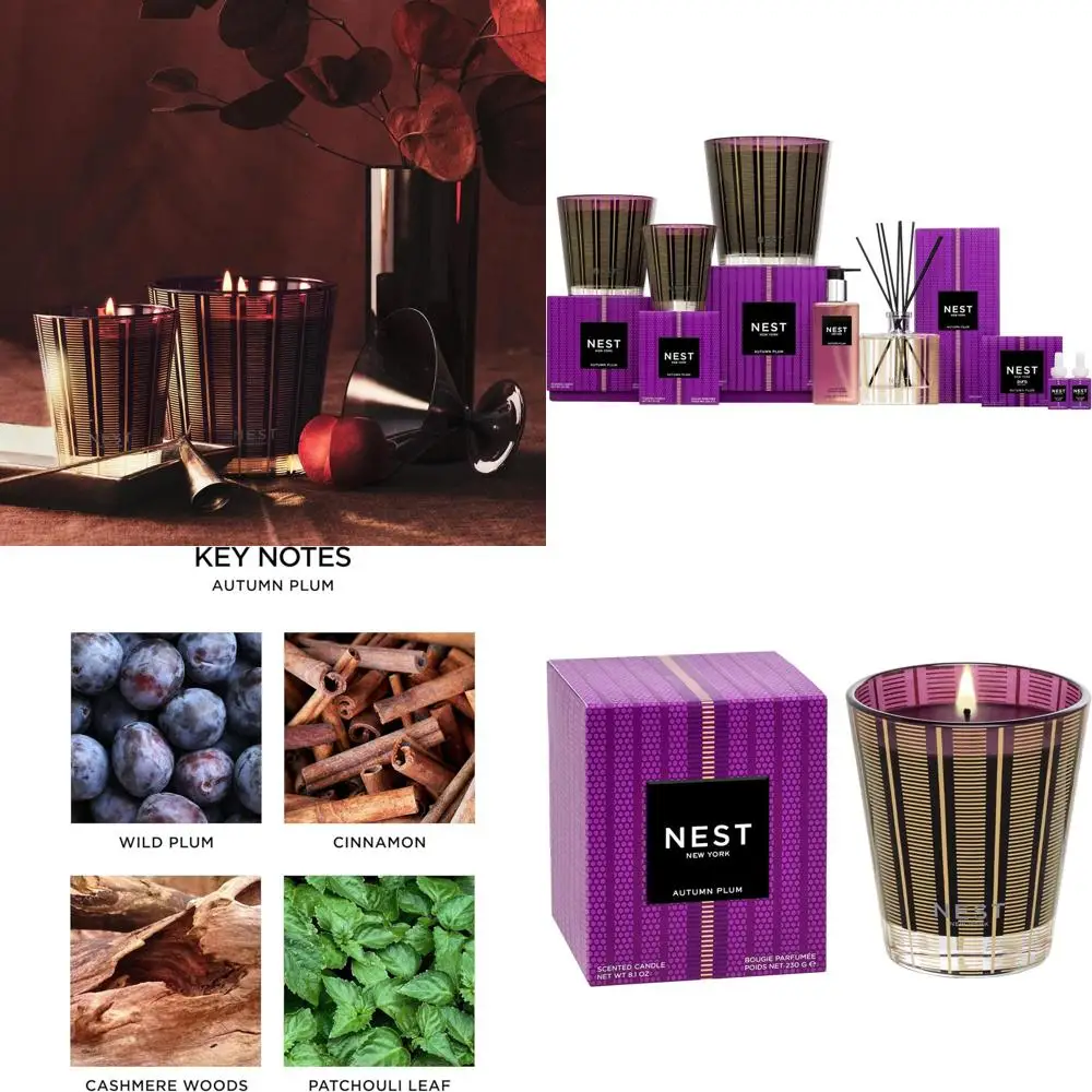 

Autumn Plum Scented Candle - 8.1 oz, 60-Hour Long Burn, Reusable Glass Container