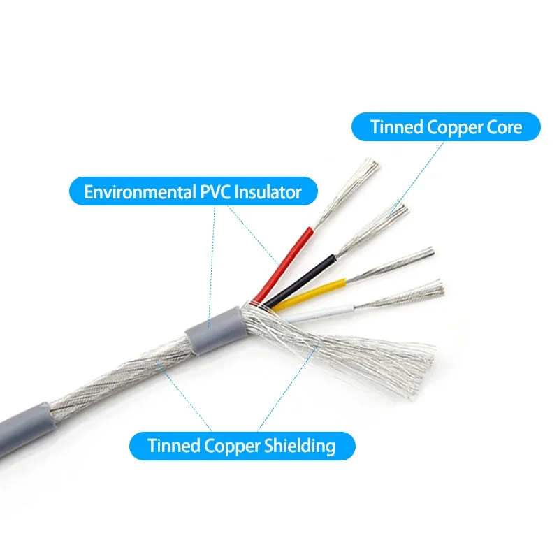 1-20M Grey UL2547 PVC Shielded Wire  30 28 26 24 22 20 18AWG Signal Shielded Cable 2 3 4 5 6 7 8Cores Channel Audio Line