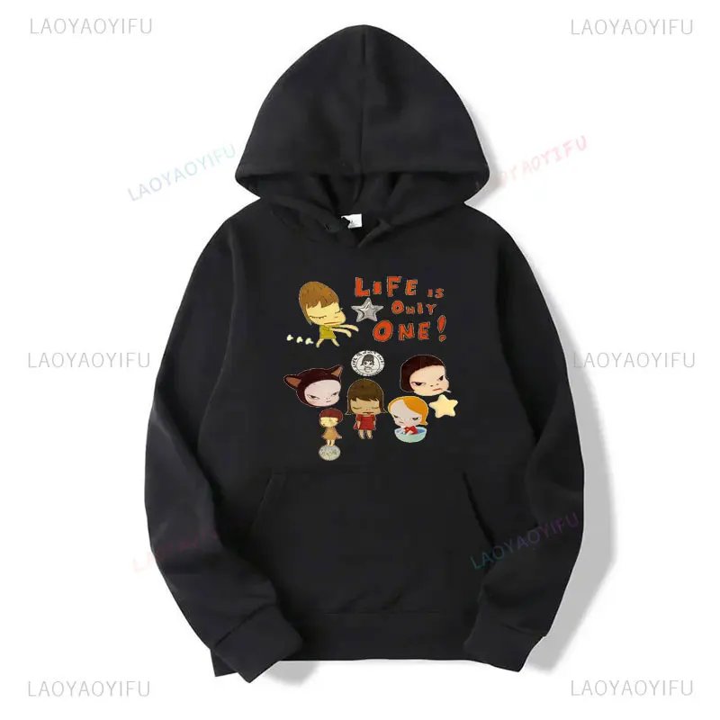 Bluza z kapturem Yoshitomo Nara We Are Punk Life Is Only One Casual Pullovers Bluzy Męskie Damskie Jesień Długi Rękaw