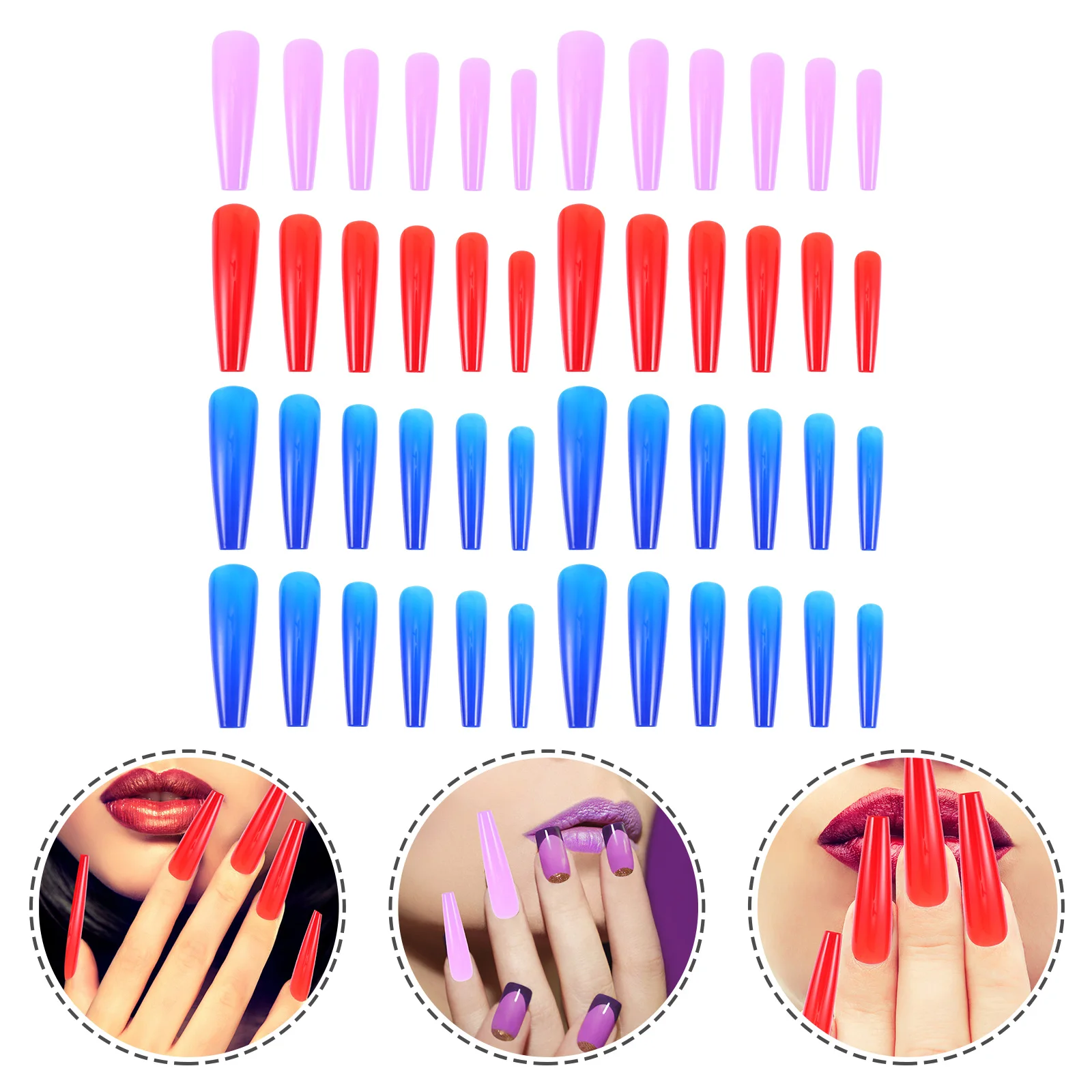 

48pcs False Kit ABS Long Ballet Style Water Resistant Artificial Long False Nails Nails for Party Wedding Gifts