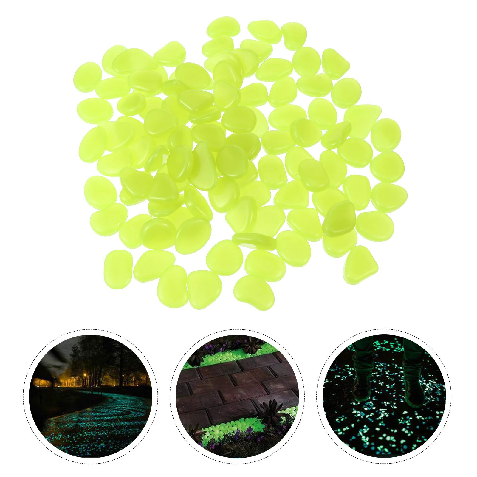 100 Pcs Pebble Luminous Stone Pave Aquarium Fish Tank Landscaping Decorative Polished Glass