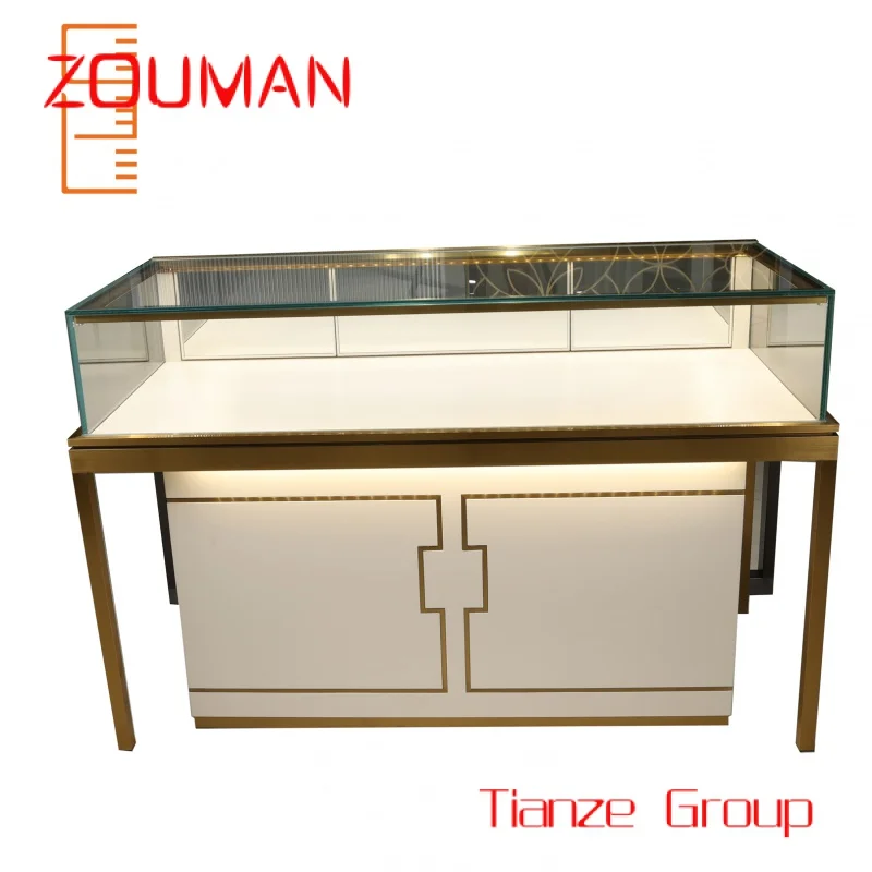 Custom , Custom Luxury Glass Display Jewelry Showcase Sale Jewellery Shop Cabinet Jewels Mall Counter Jewelry Kiosk