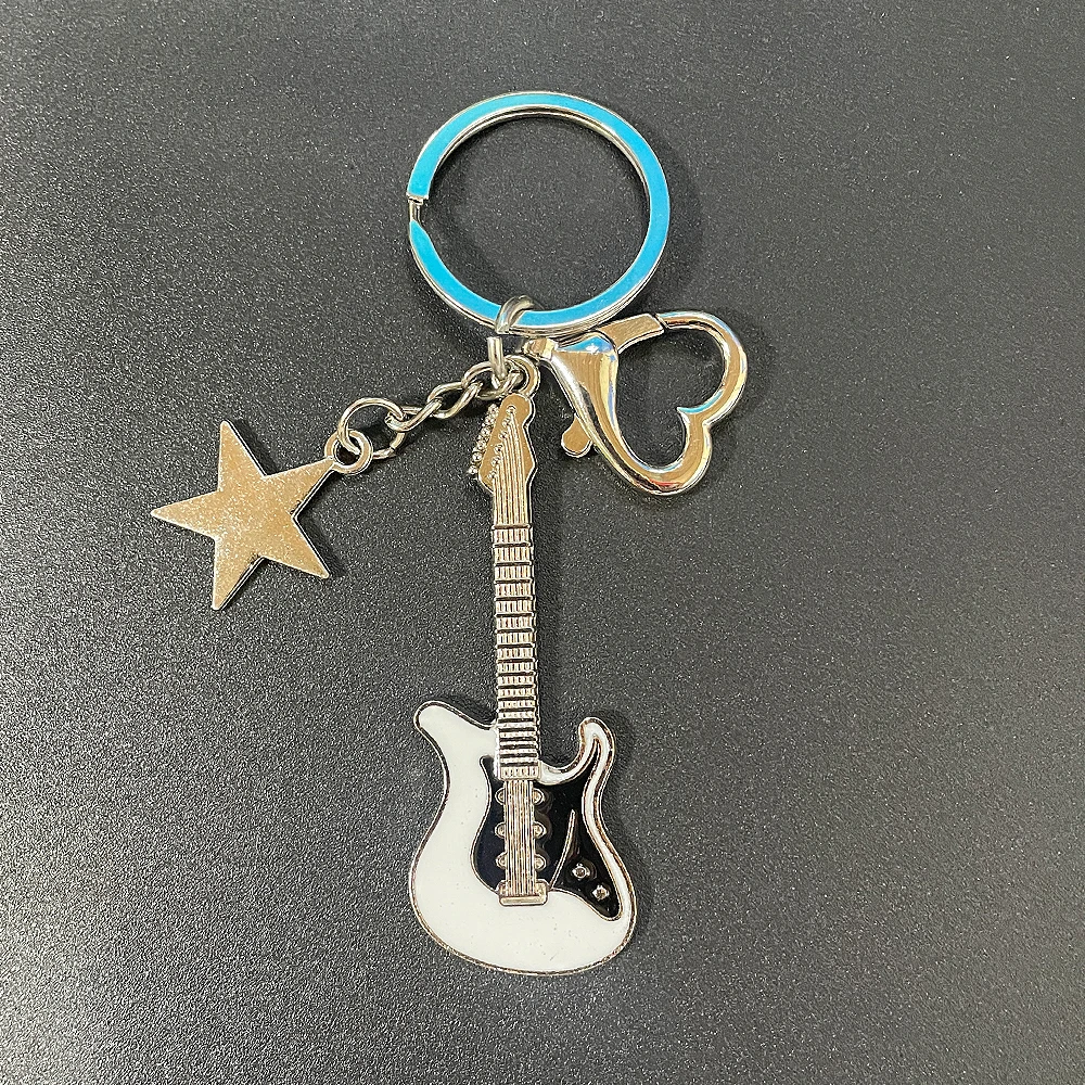 [معدن فضي/نقطة قلب] Rockstar Vibe Keyring Bag Charm AirPods Keychain Key Holder High Teen (نمط)