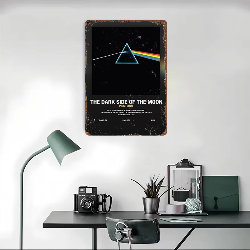 الوردي فلويد - الجانب المظلم من القمر ملصق معدني علامات معدنية جدار الفن مكتب ديكور مخصص القصدير تسجيل للديكور المنزل عصا ديكو