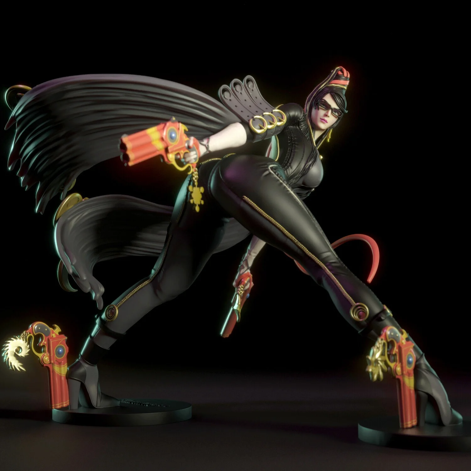 

1/24 Scale Resin Figure Black-haired witch with two guns Nsfw Two versions Model Kit Unassembled and Unpainted 3D printing DIY