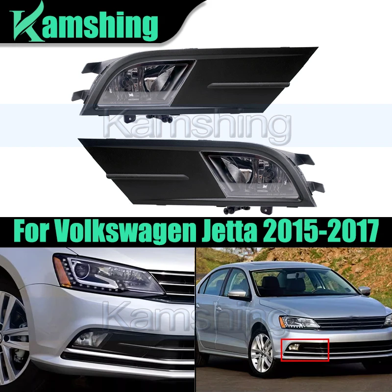 

1Pair Car Front Bumper Foglight For Volkswagen Jetta Sagitar 2015-2017 Fog Lamp Frame Fog Light Daytime Running Light