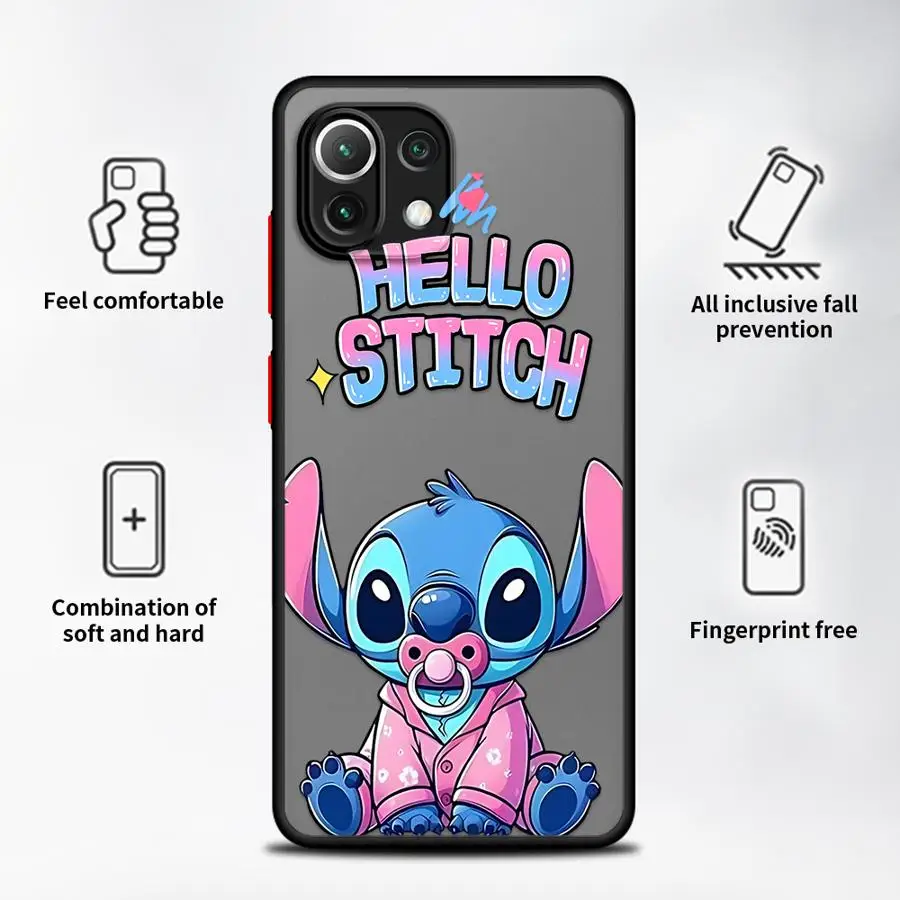 Disney Stitch And Angies Phone Case for Xiaomi Mi 11 Lite 12T Pro 12 13Lite 14Pro 9T 10T 11t 13Pro 5G Shockproof Matte Cover