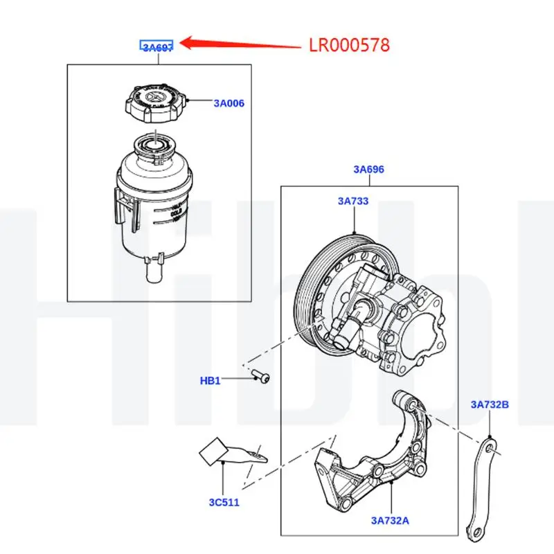 HIBBL LR000578 1 Piece Compatible With Land Rover Freelander 2 LR2 New Power Steering Reservoir Tank 2008-2015