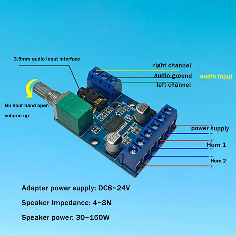 DY-AP3015 Stereo Digital Power Amplifier Board 12V/24V 30W X2 High Power Dual Channel Class D DIY Power Amplifier Module