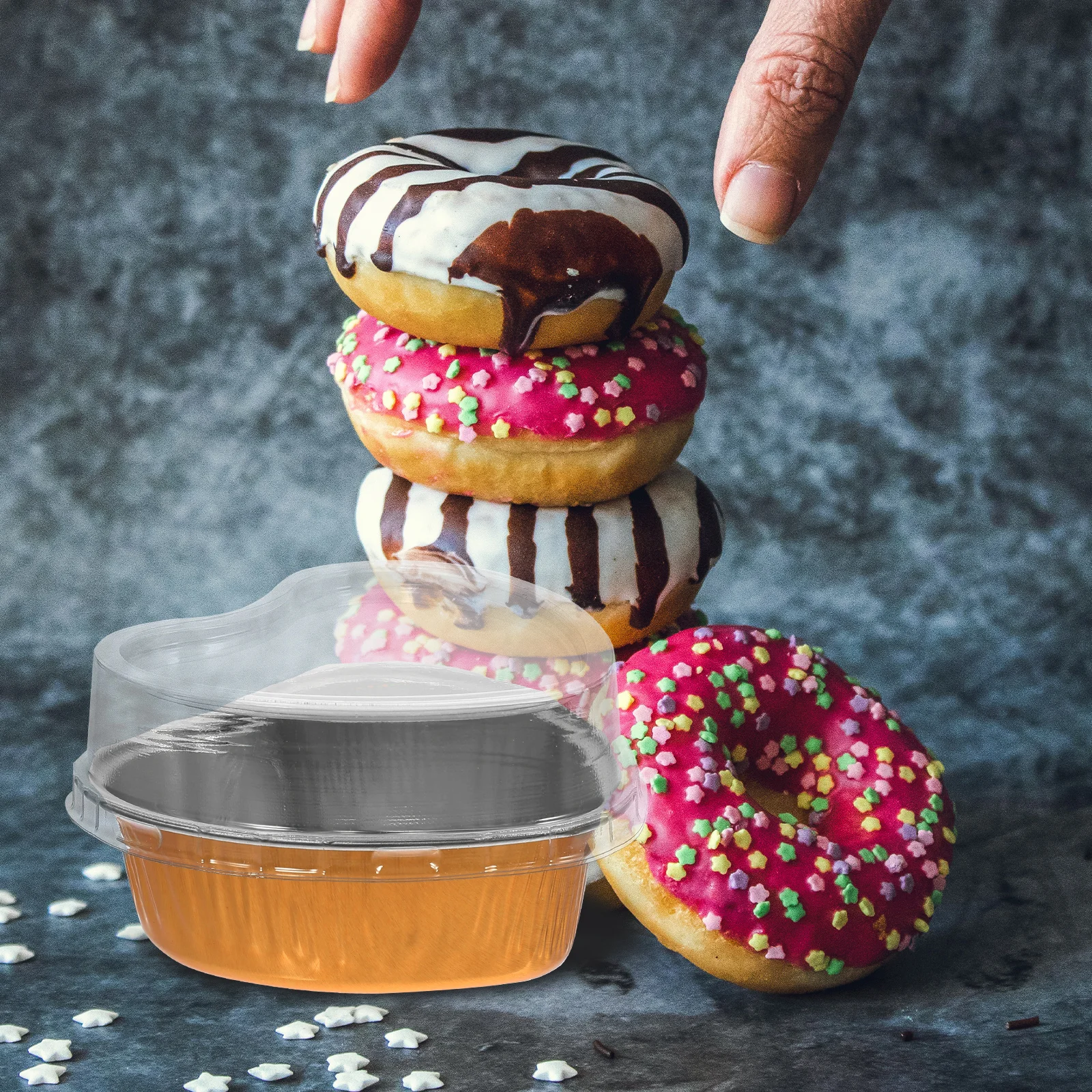 

10 Pcs Heart-Shaped Aluminum Foil Box Cake Tins Small Baking Pans Mini Containers with Lids Plastic Dish