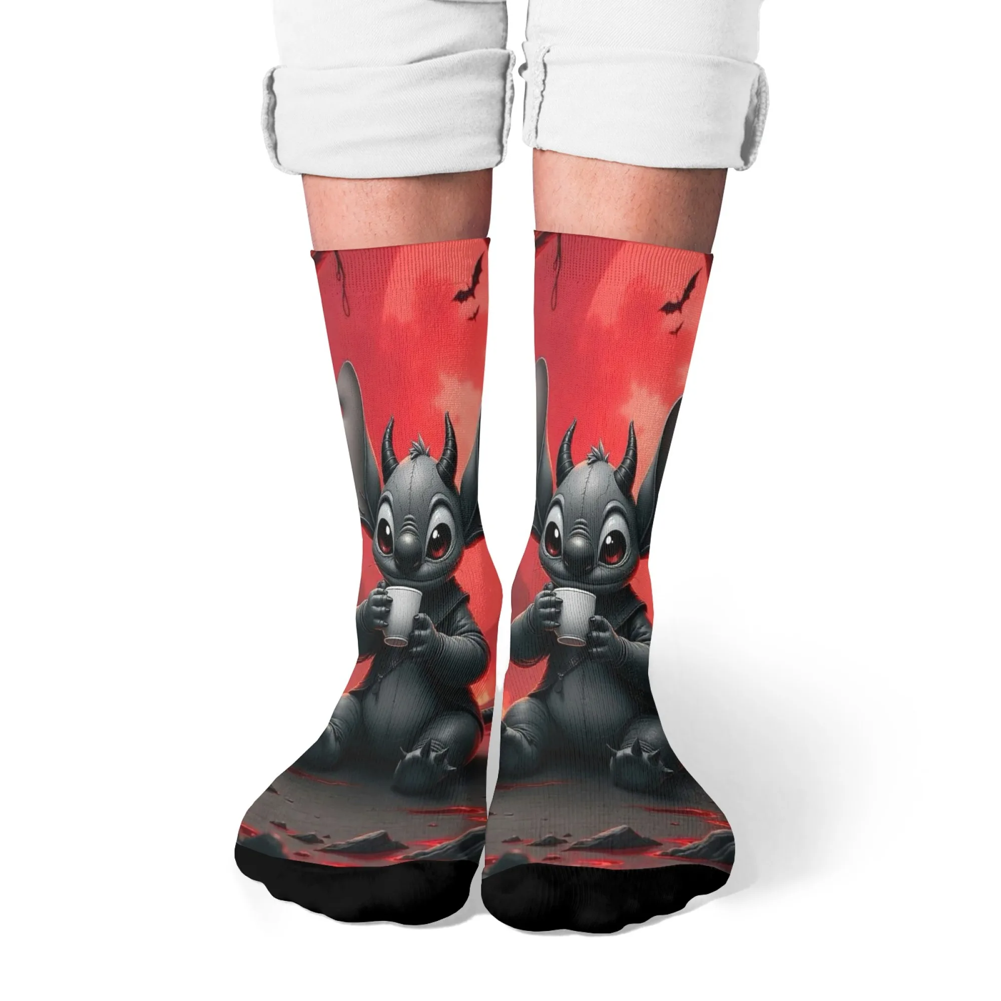 

Cartoon Stitch weird style casual socks comfortable breathable non-slip men's socks novel Harajuku retro street crew socks gift