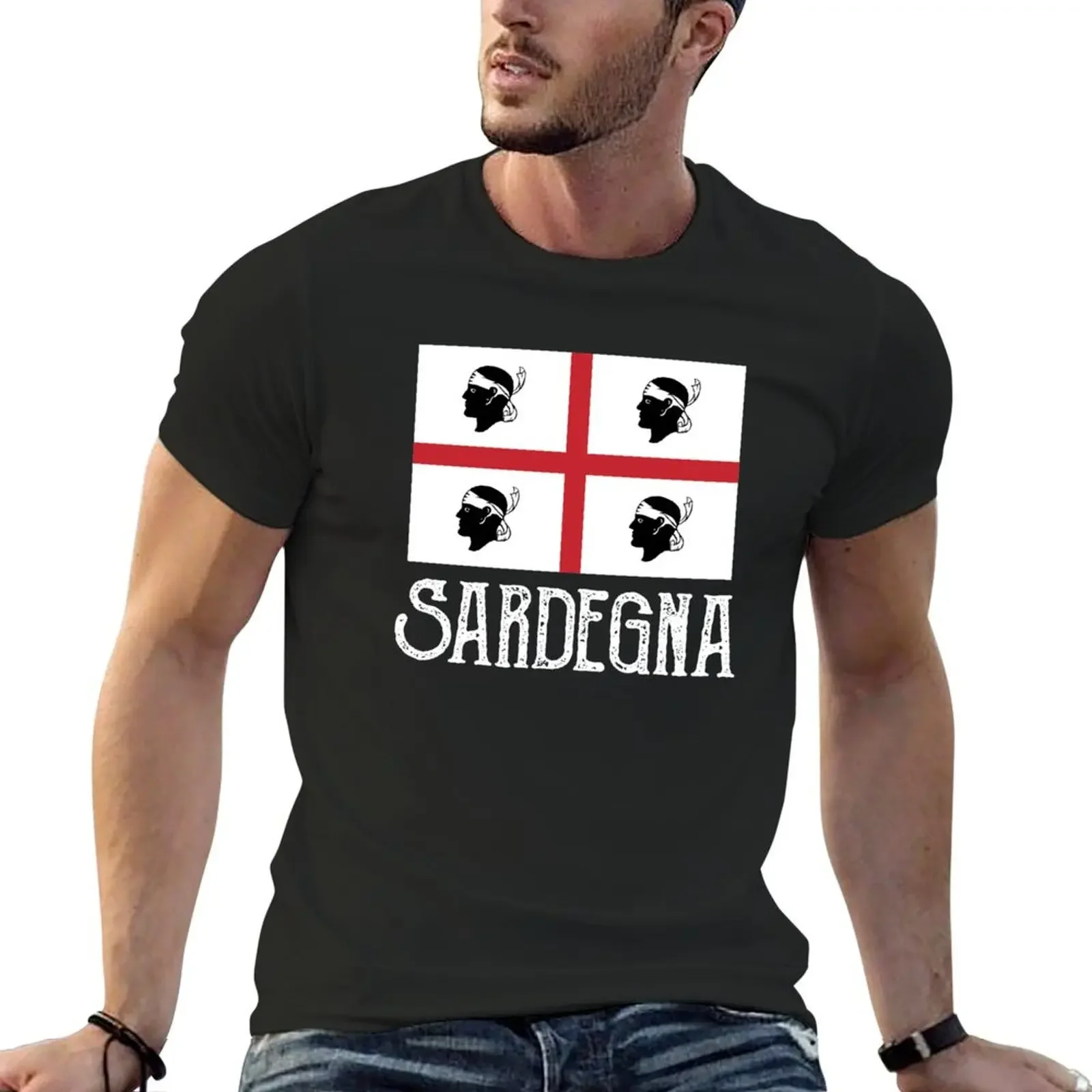 

Love Sardegna Flag Sardo Pride T-Shirt animal prinfor boys baggy shirts plus sizes Men's cotton t-shirt