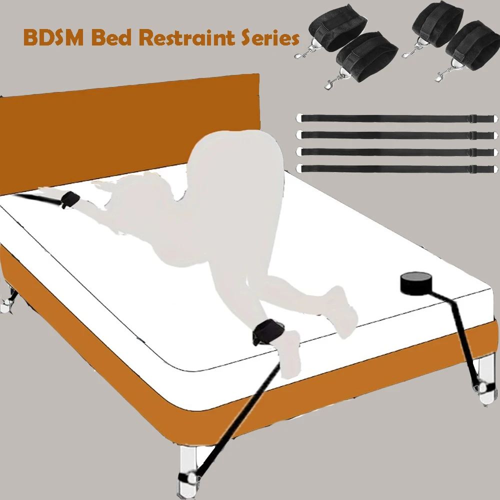 BDSM Bed Restraint Handcuff Ankle Cuffs Sex Toy Set Adult Erotic Game Bondage Gears SM Slave Sexual Game Accessories Sex Product