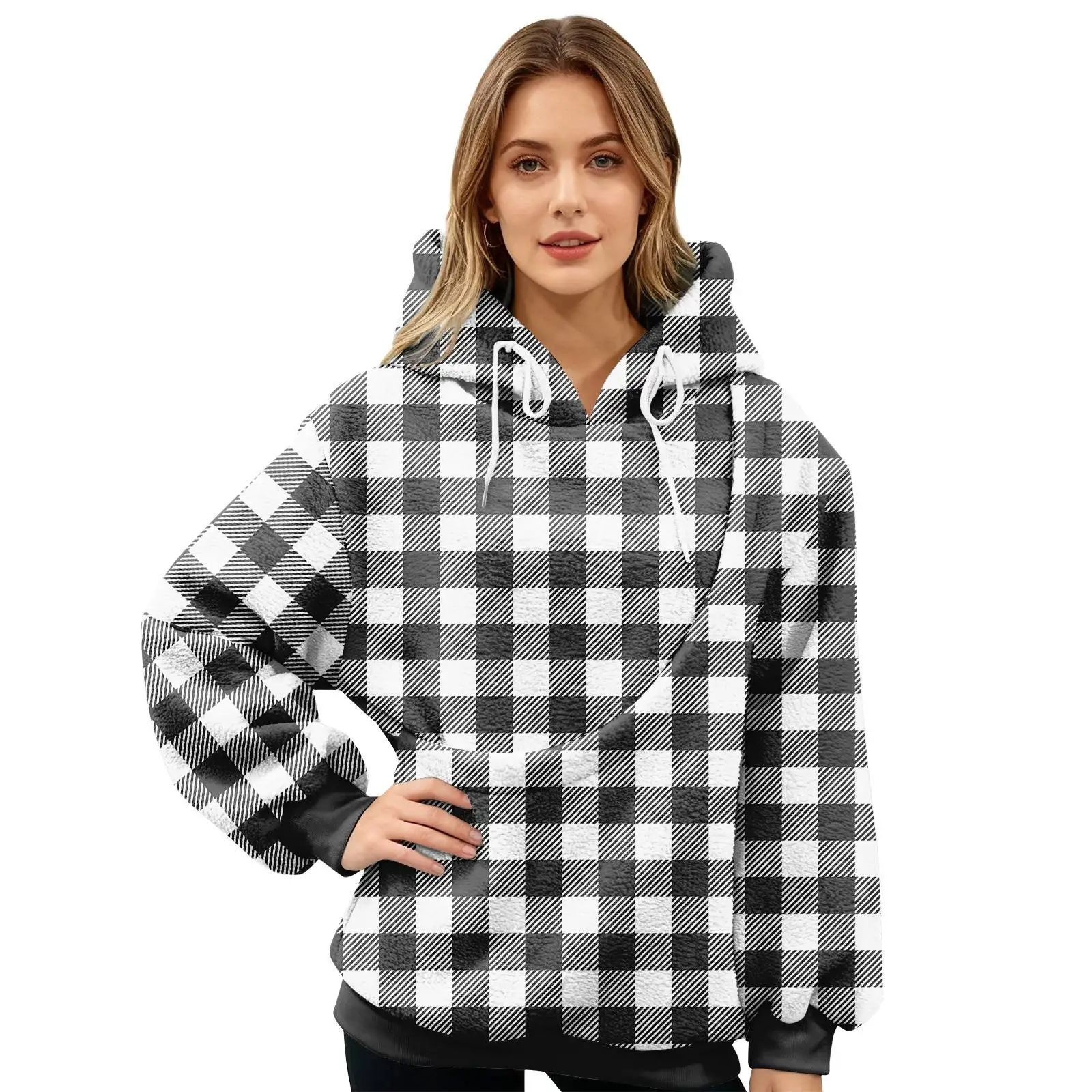 New Women'S Plaid Print Pullover Top Long Sleeve Sports Pet Bag Sports Shirt Pet Cat And Dog Pocket Holder Top Woman Clothing