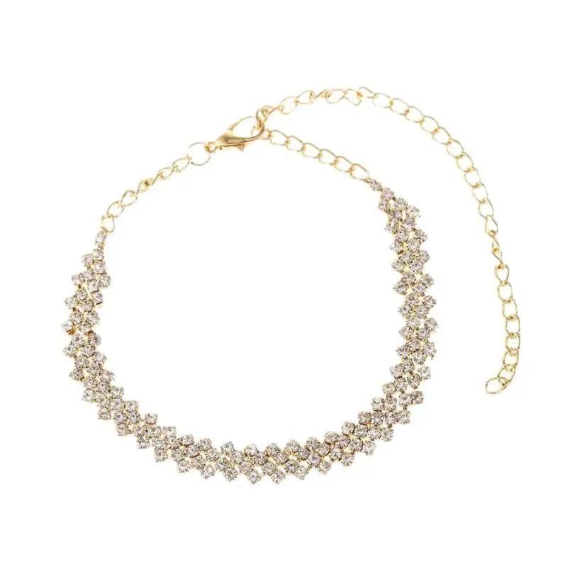 Shining Cubic Zirconia Chain Anklet For Women Fashion Silver Color Ankle Bracelet Barefoot Sandals Foot Jewelry